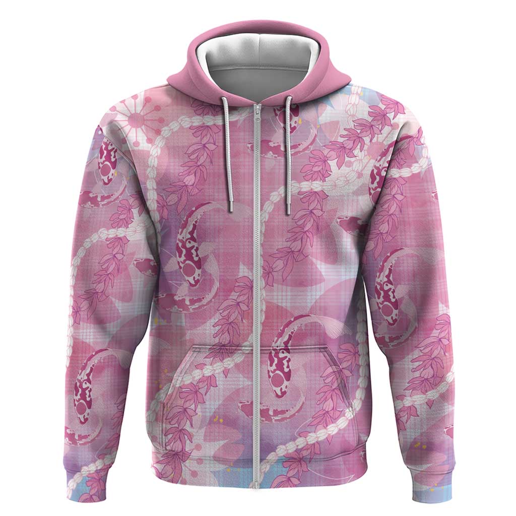 Japanese Koi Fish Hoodie Pink Wagara Palaka Honohono Pikake Lei
