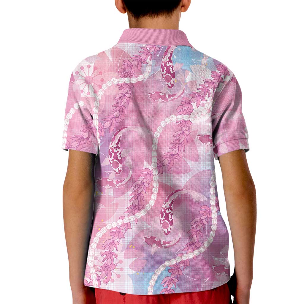 Japanese Koi Fish Kid Polo Shirt Pink Wagara Palaka Honohono Pikake Lei