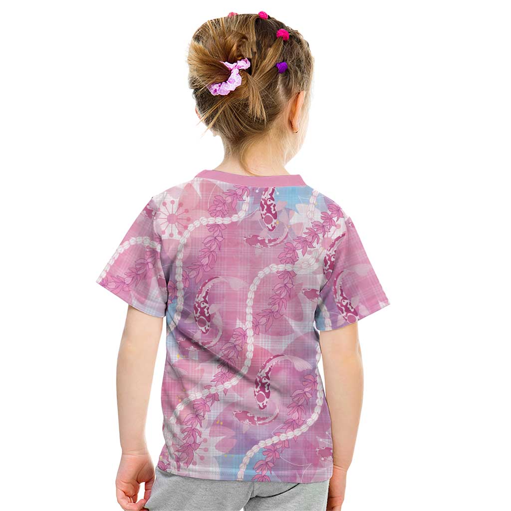 Japanese Koi Fish Kid T Shirt Pink Wagara Palaka Honohono Pikake Lei