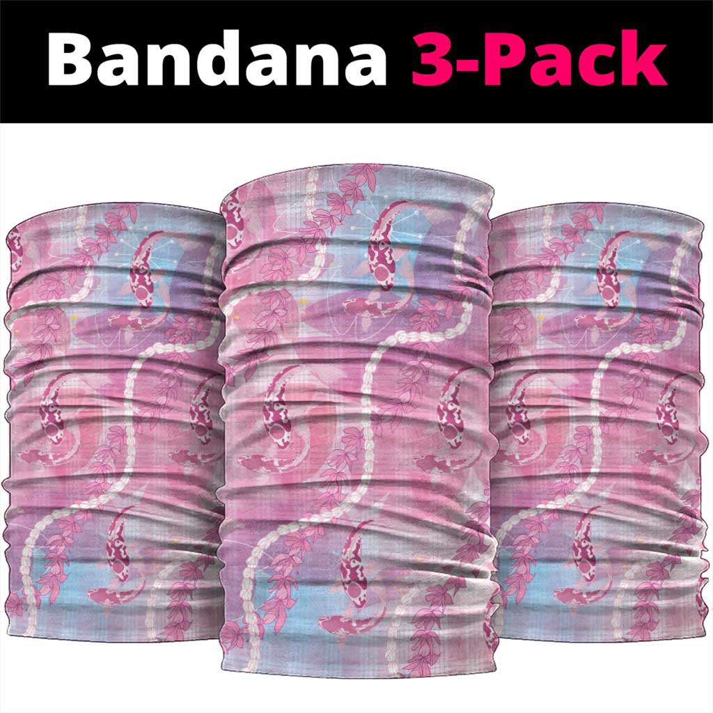 Japanese Koi Fish Neck Gaiter Pink Wagara Palaka Honohono Pikake Lei