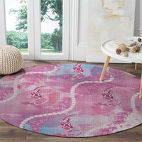 Japanese Koi Fish Round Carpet Pink Wagara Palaka Honohono Pikake Lei
