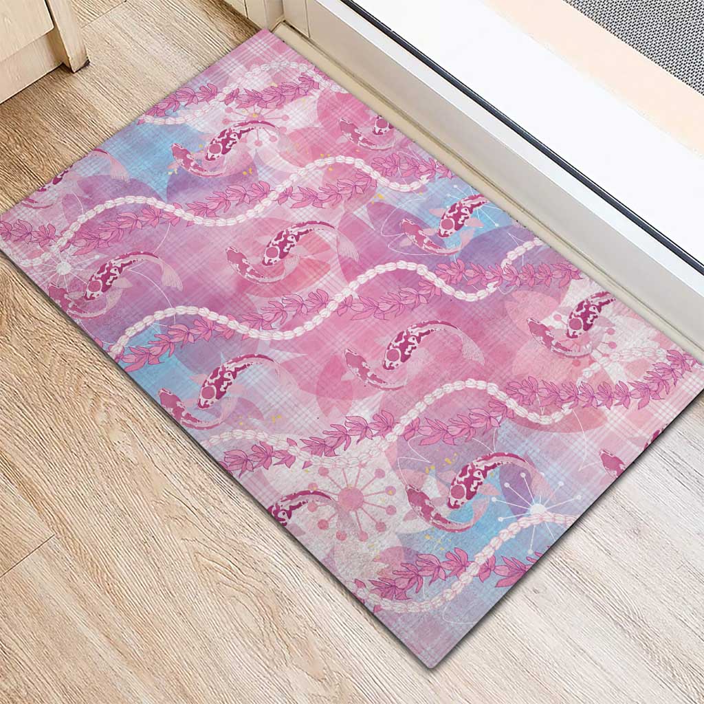 Japanese Koi Fish Rubber Doormat Pink Wagara Palaka Honohono Pikake Lei