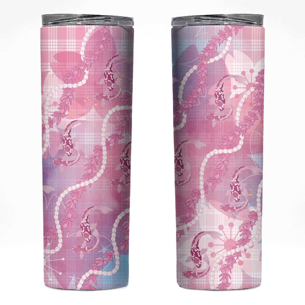 Japanese Koi Fish Skinny Tumbler Pink Wagara Palaka Honohono Pikake Lei LT9 Pink - Polynesian Pride