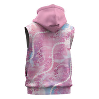 Japanese Koi Fish Sleeveless Zip Hoodie Pink Wagara Palaka Honohono Pikake Lei