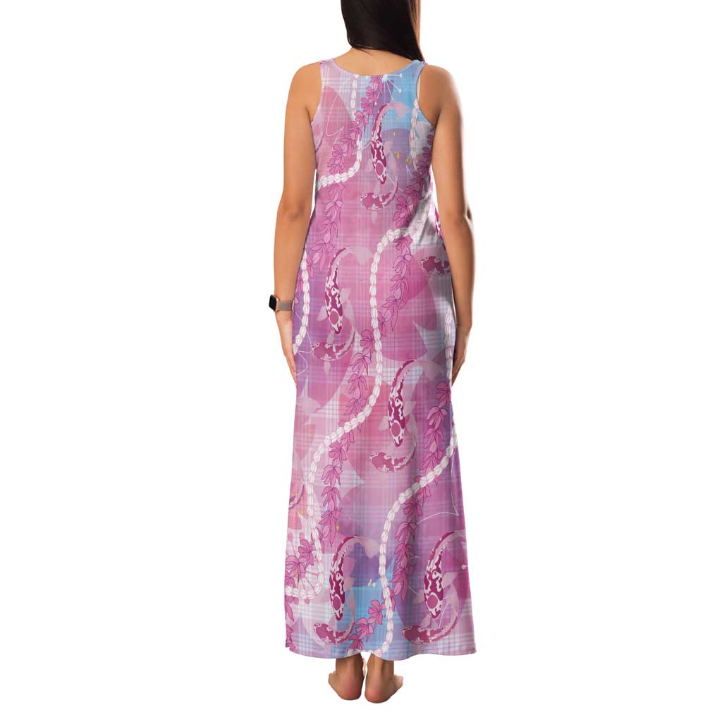 Japanese Koi Fish Tank Maxi Dress Pink Wagara Palaka Honohono Pikake Lei