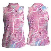 Japanese Koi Fish Women Sleeveless Polo Shirt Pink Wagara Palaka Honohono Pikake Lei LT9 - Polynesian Pride