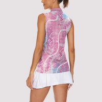 Japanese Koi Fish Women Sleeveless Polo Shirt Pink Wagara Palaka Honohono Pikake Lei LT9 - Polynesian Pride