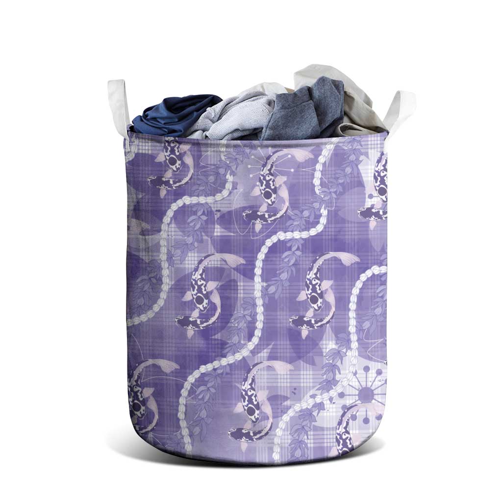 Japanese Koi Fish Laundry Basket Purple Wagara Palaka Honohono Pikake Lei