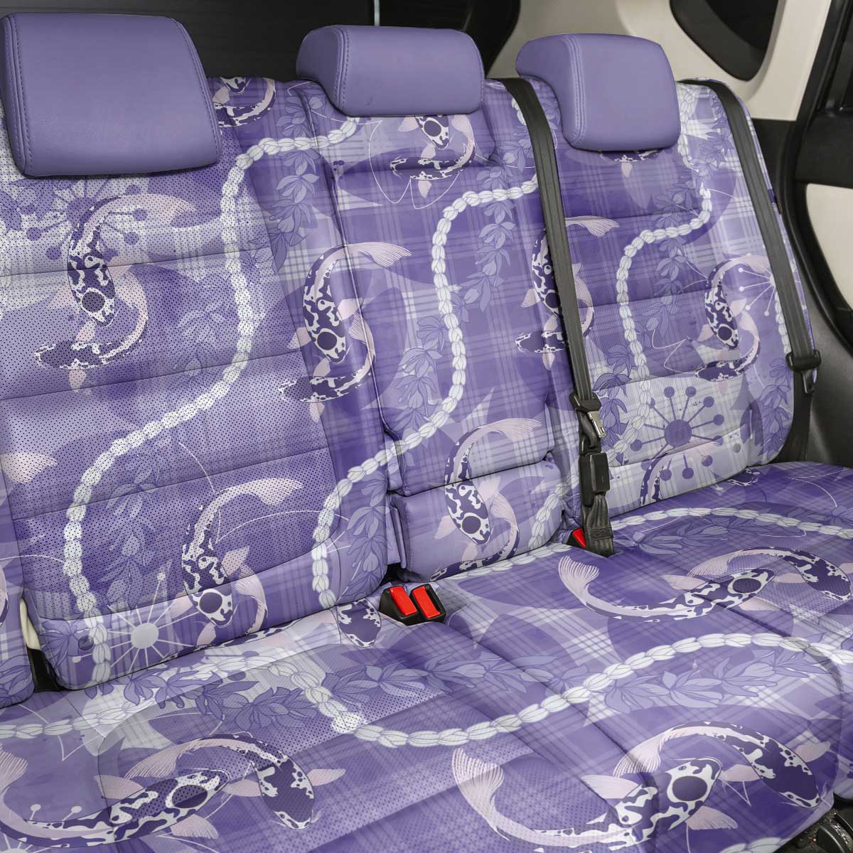 Japanese Koi Fish Back Car Seat Cover Purple Wagara Palaka Honohono Pikake Lei