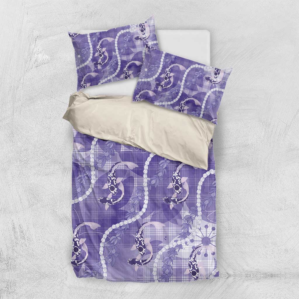 Japanese Koi Fish Bedding Set Purple Wagara Palaka Honohono Pikake Lei