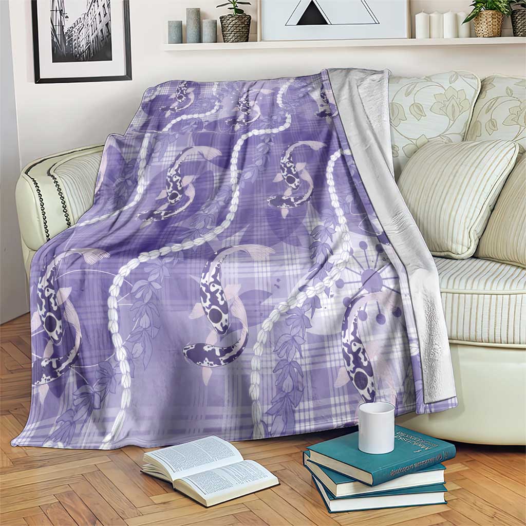Japanese Koi Fish Blanket Purple Wagara Palaka Honohono Pikake Lei