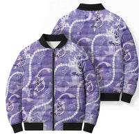 Japanese Koi Fish Bomber Puffer Jacket Purple Wagara Palaka Honohono Pikake Lei