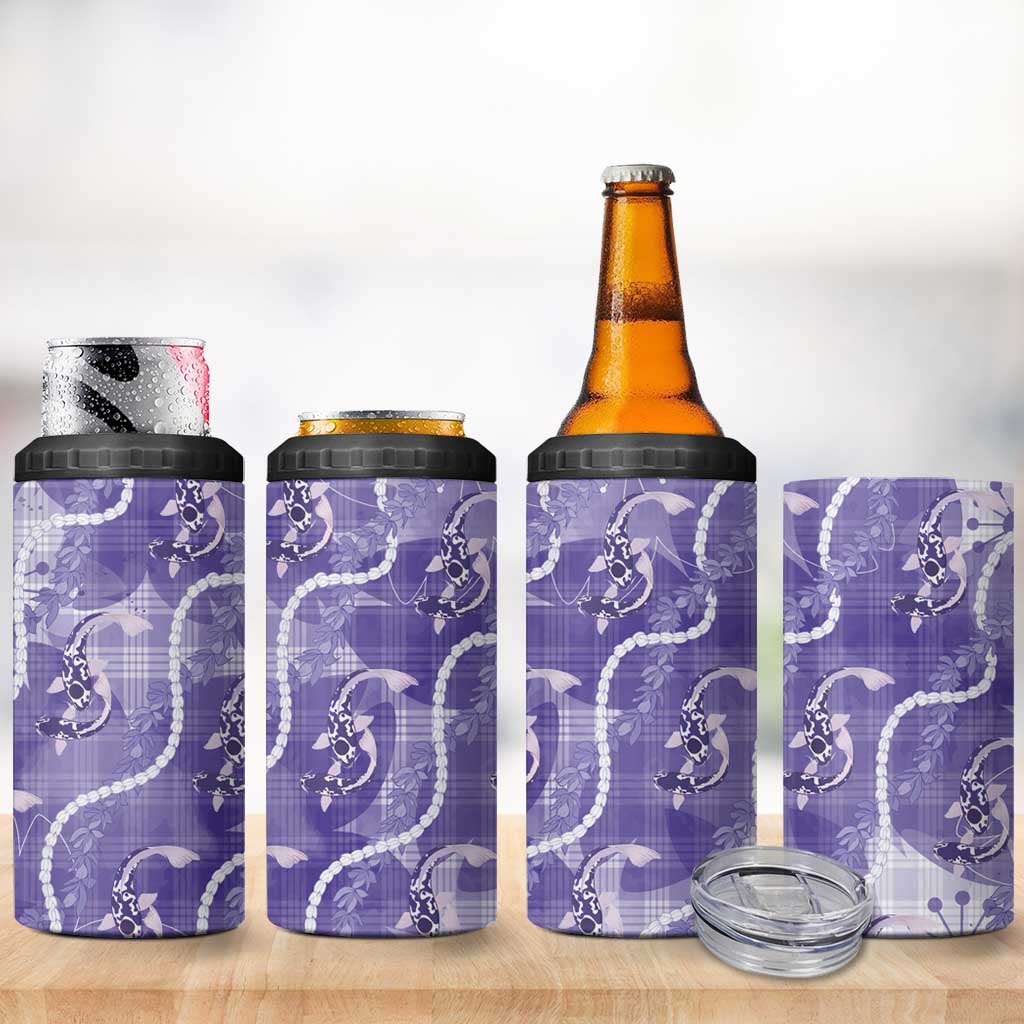 Japanese Koi Fish 4 in 1 Can Cooler Tumbler Purple Wagara Palaka Honohono Pikake Lei LT9 - Polynesian Pride