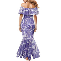 Japanese Koi Fish Family Matching Mermaid Dress and Hawaiian Shirt Purple Wagara Palaka Honohono Pikake Lei LT9 - Polynesian Pride