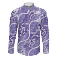 Japanese Koi Fish Family Matching Puletasi and Hawaiian Shirt Purple Wagara Palaka Honohono Pikake Lei LT9 Dad's Shirt - Long Sleeve Purple - Polynesian Pride