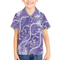 Japanese Koi Fish Family Matching Puletasi and Hawaiian Shirt Purple Wagara Palaka Honohono Pikake Lei LT9 Son's Shirt Purple - Polynesian Pride