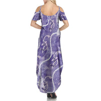 Japanese Koi Fish Family Matching Summer Maxi Dress and Hawaiian Shirt Purple Wagara Palaka Honohono Pikake Lei LT9 - Polynesian Pride