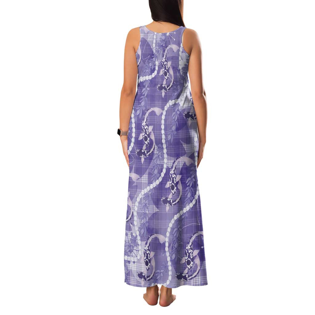 Japanese Koi Fish Family Matching Tank Maxi Dress and Hawaiian Shirt Purple Wagara Palaka Honohono Pikake Lei LT9 - Polynesian Pride