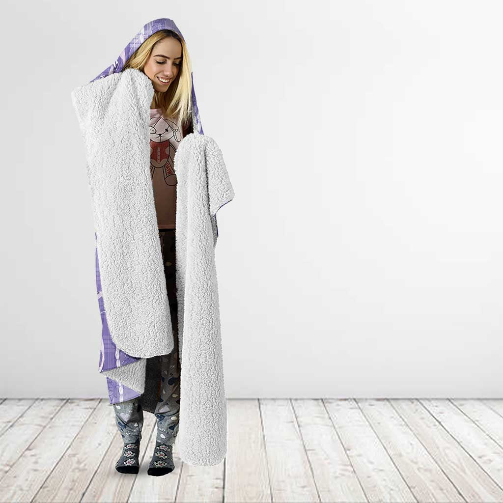 Japanese Koi Fish Hooded Blanket Purple Wagara Palaka Honohono Pikake Lei