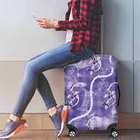Japanese Koi Fish Luggage Cover Purple Wagara Palaka Honohono Pikake Lei