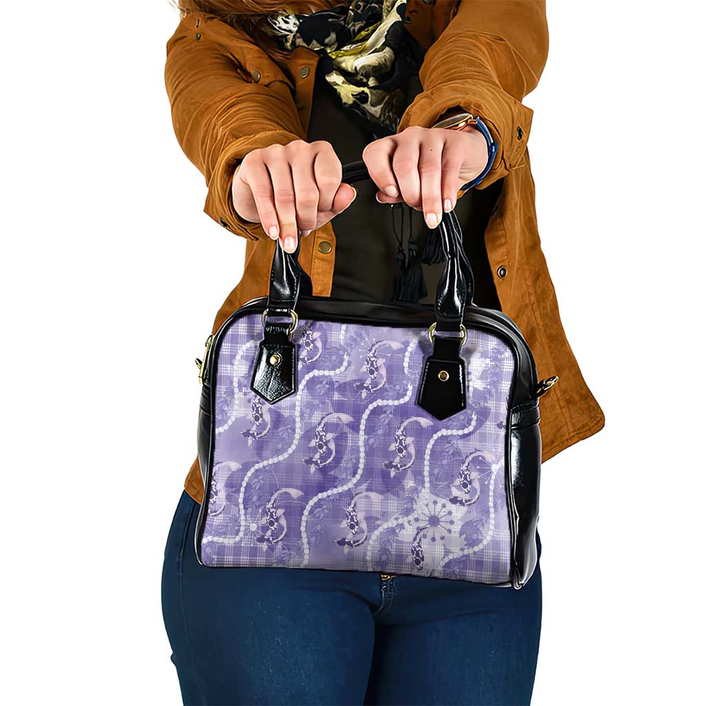 Japanese Koi Fish Shoulder Handbag Purple Wagara Palaka Honohono Pikake Lei