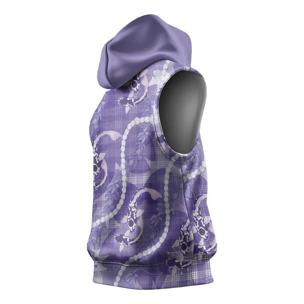 Japanese Koi Fish Sleeveless Hoodie Purple Wagara Palaka Honohono Pikake Lei