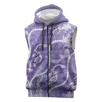 Japanese Koi Fish Sleeveless Zip Hoodie Purple Wagara Palaka Honohono Pikake Lei