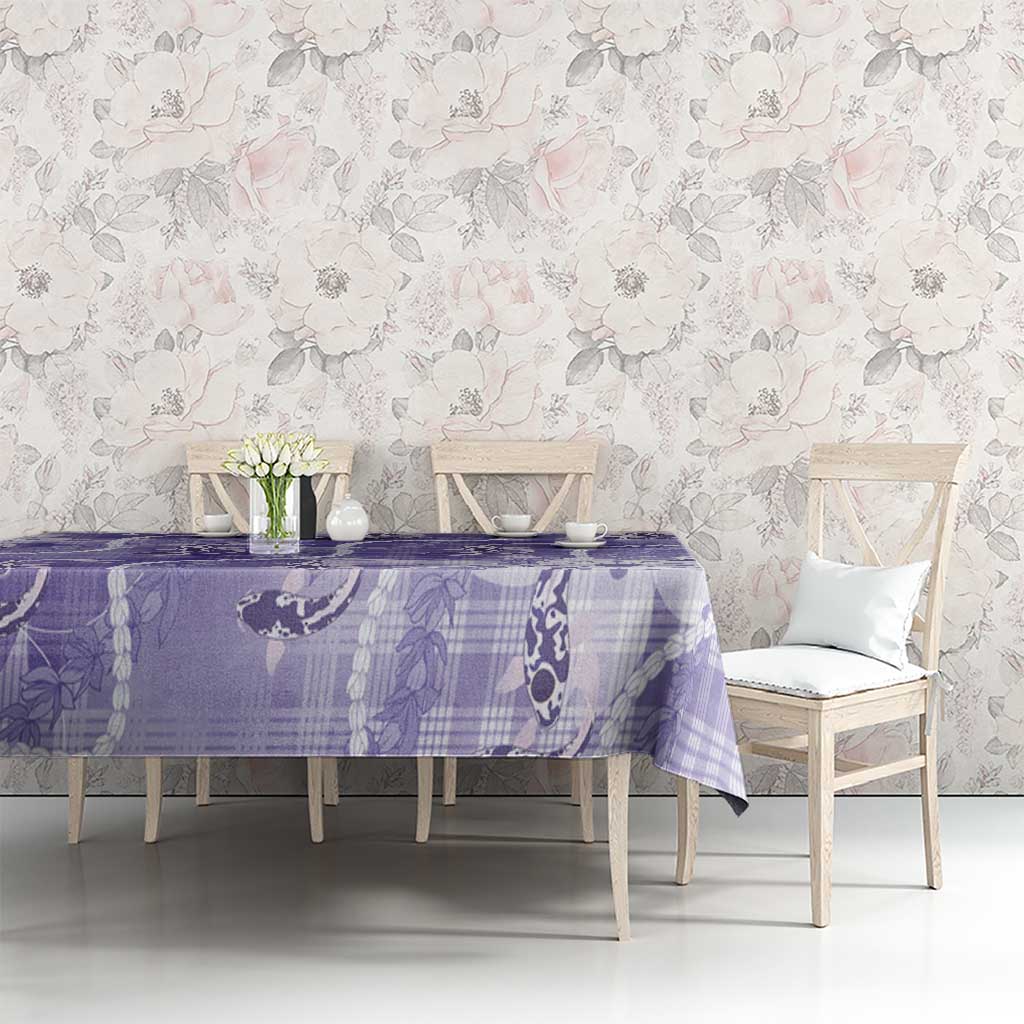 Japanese Koi Fish Tablecloth Purple Wagara Palaka Honohono Pikake Lei