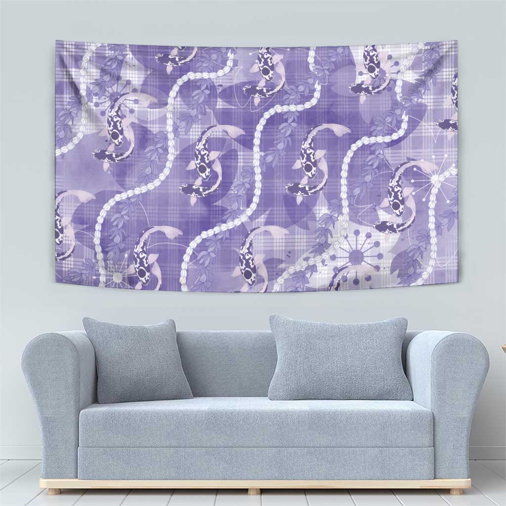 Japanese Koi Fish Tapestry Purple Wagara Palaka Honohono Pikake Lei