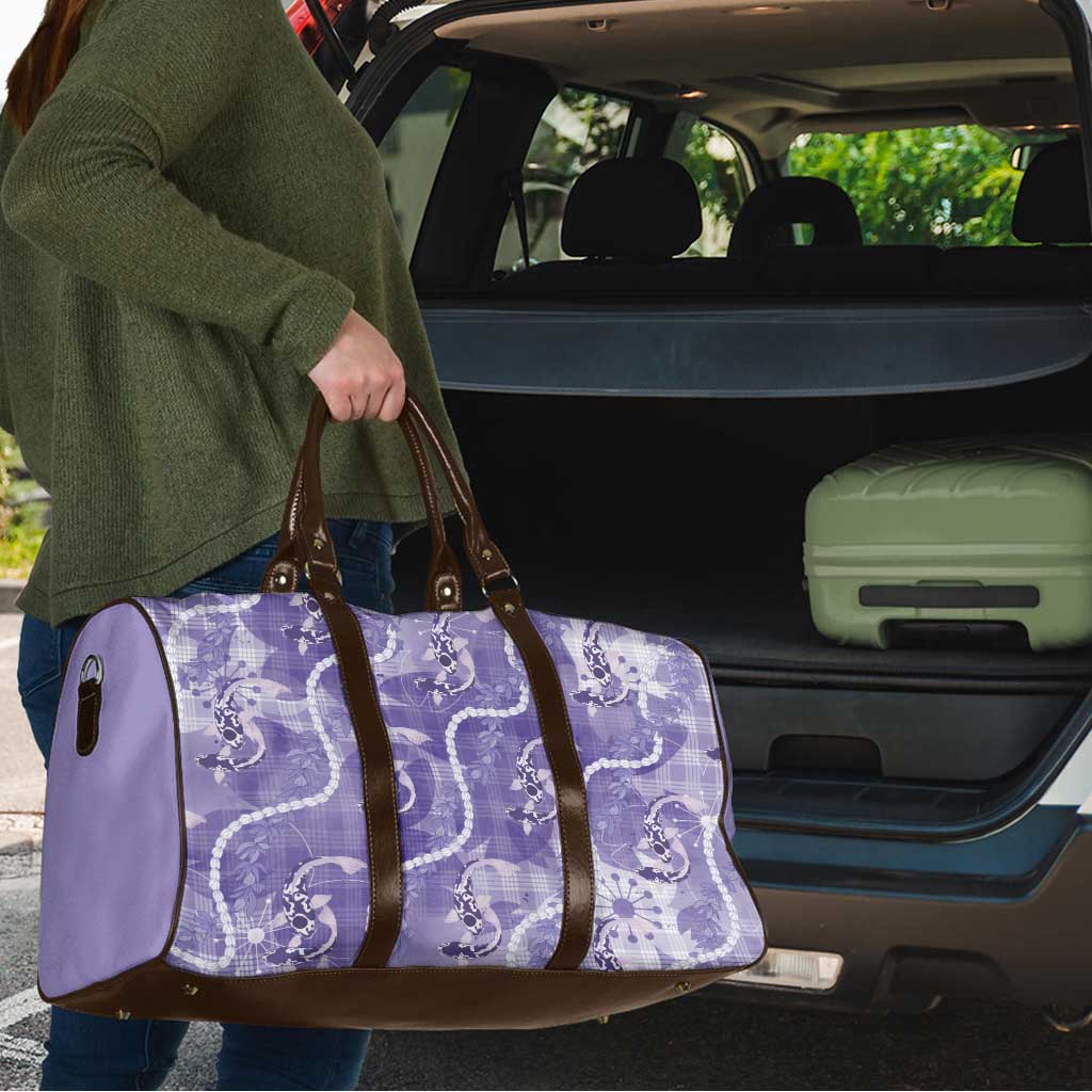 Japanese Koi Fish Travel Bag Purple Wagara Palaka Honohono Pikake Lei