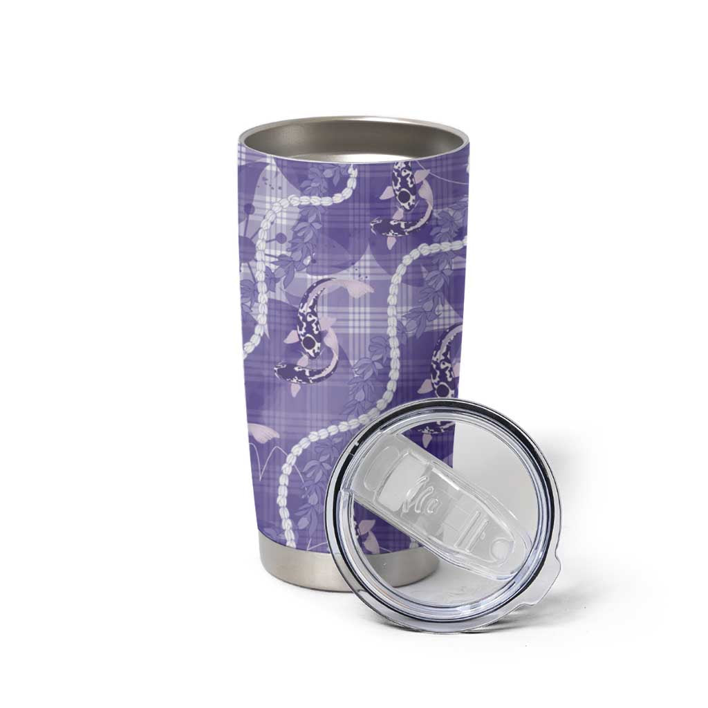 Japanese Koi Fish Tumbler Cup Purple Wagara Palaka Honohono Pikake Lei
