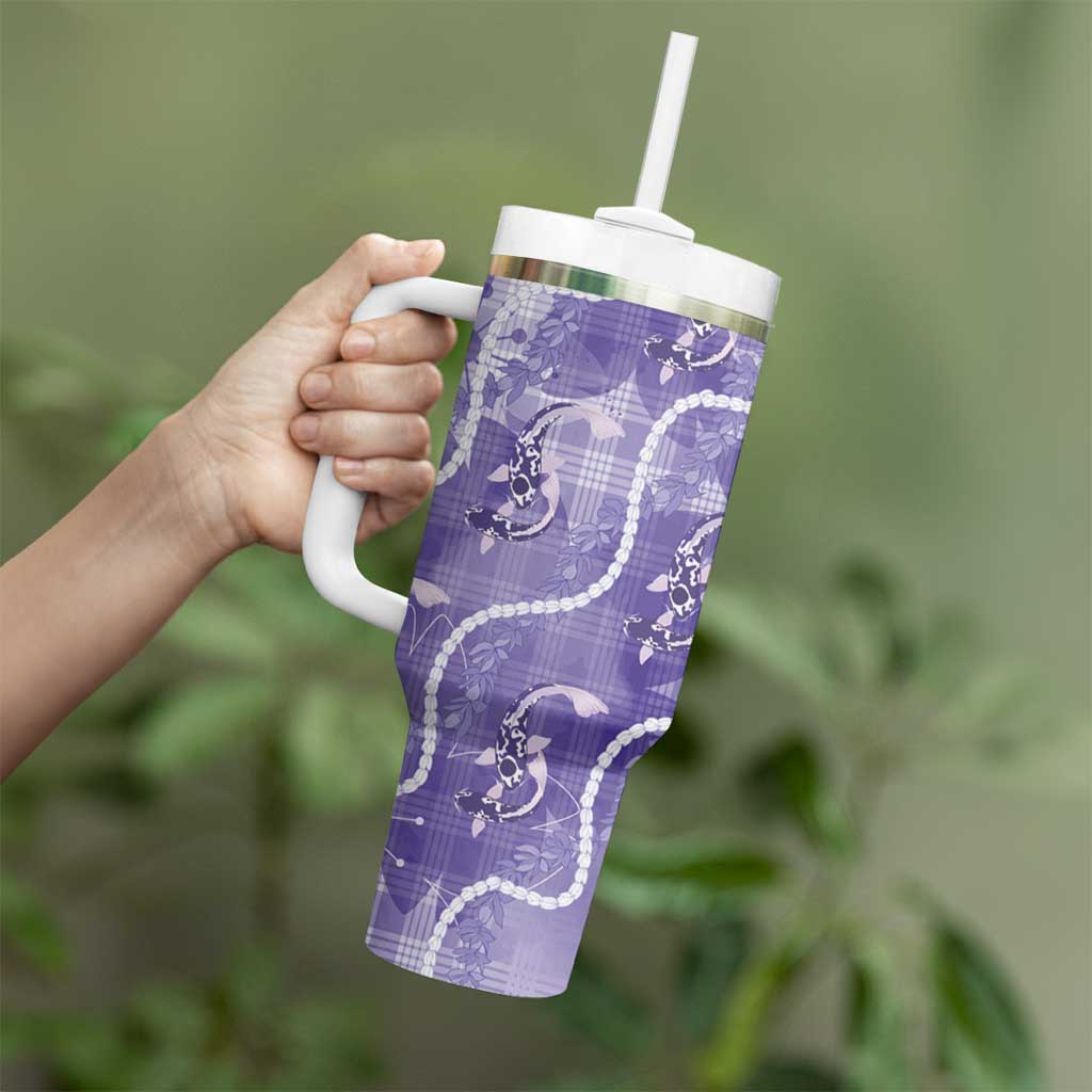 Japanese Koi Fish Tumbler With Handle Purple Wagara Palaka Honohono Pikake Lei