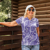 Japanese Koi Fish Women Polo Shirt Purple Wagara Palaka Honohono Pikake Lei LT9 - Polynesian Pride