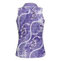 Japanese Koi Fish Women Sleeveless Polo Shirt Purple Wagara Palaka Honohono Pikake Lei LT9 - Polynesian Pride