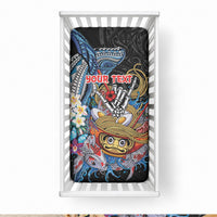 Personalized Japanese Koi Fish Ramen Baby Bed Cover Aloha Shark Kakau Pattern LT9 28 × 52 in Black - Polynesian Pride