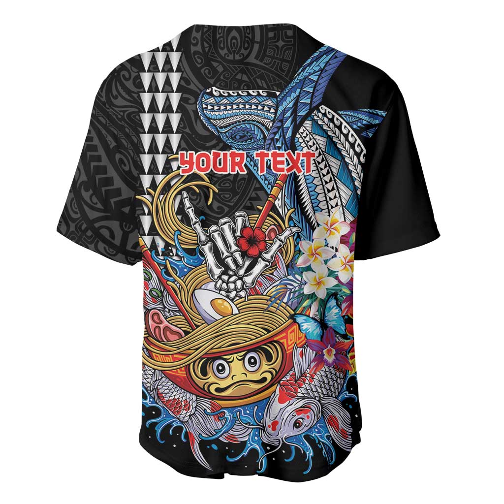 Personalized Japanese Koi Fish Ramen Baseball Jersey Aloha Shark Kakau Pattern