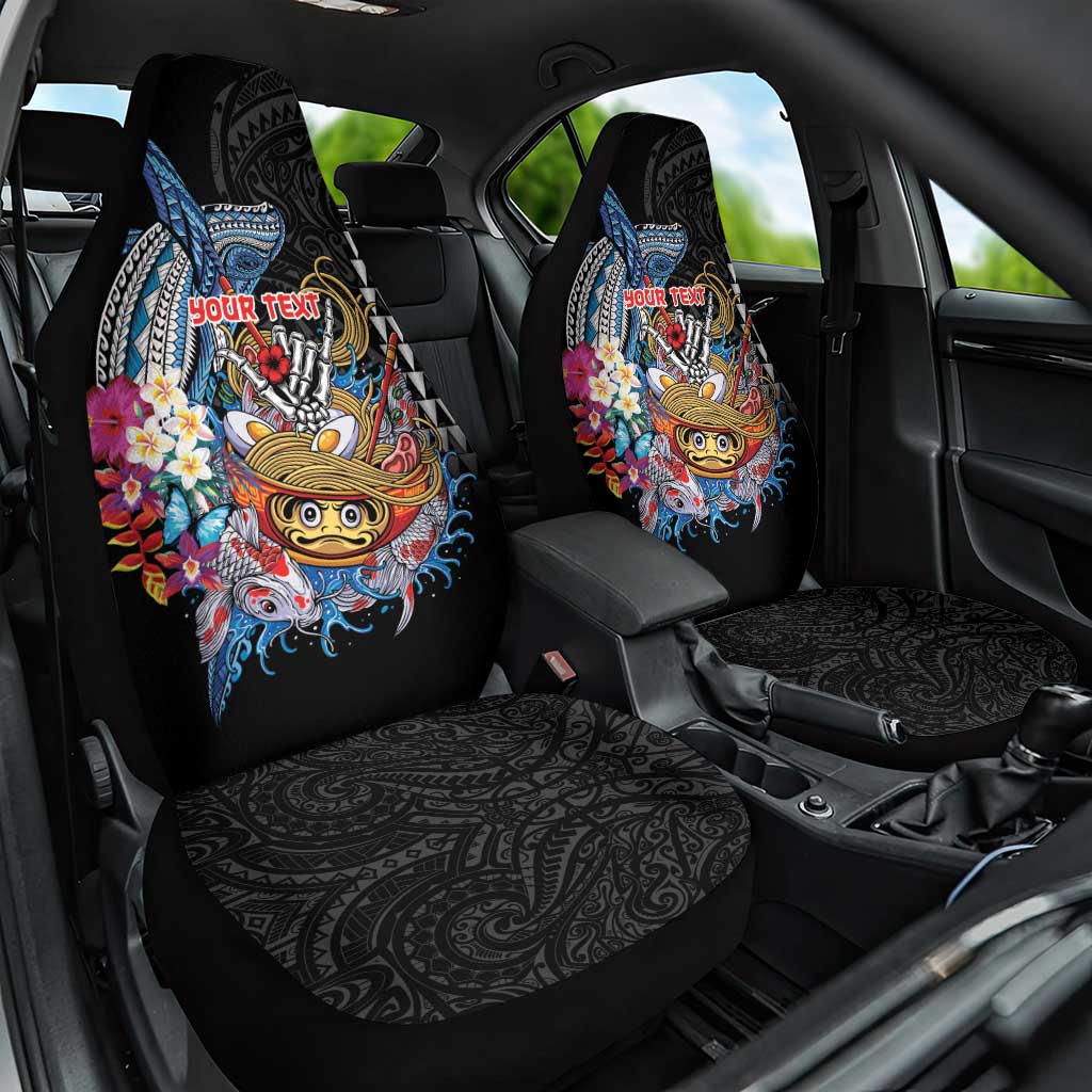 Personalized Japanese Koi Fish Ramen Car Seat Cover Aloha Shark Kakau Pattern