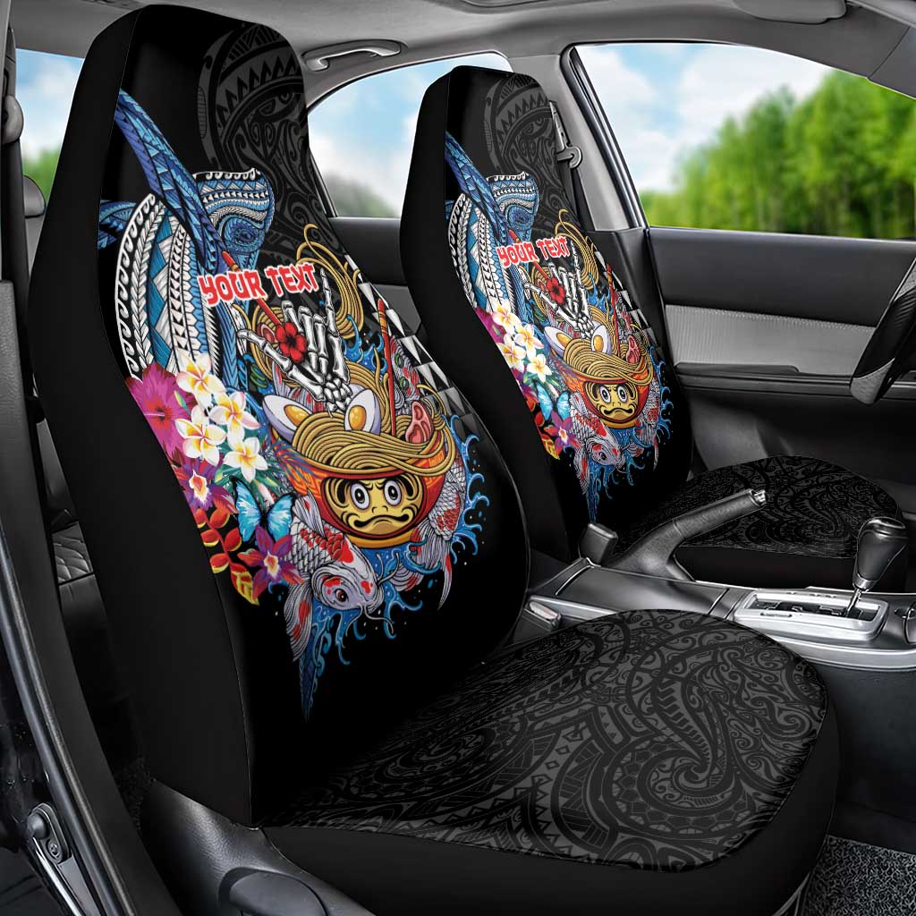 Personalized Japanese Koi Fish Ramen Car Seat Cover Aloha Shark Kakau Pattern