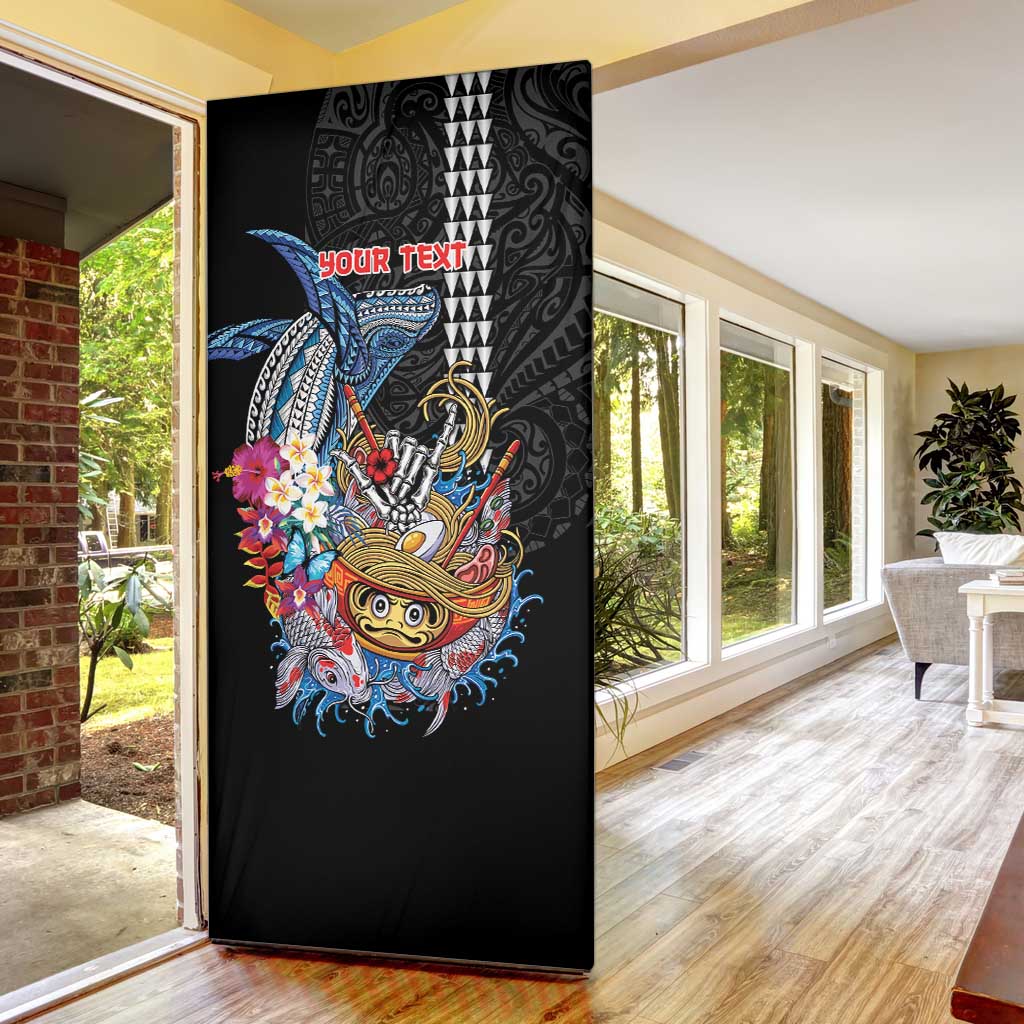 Personalized Japanese Koi Fish Ramen Door Cover Aloha Shark Kakau Pattern