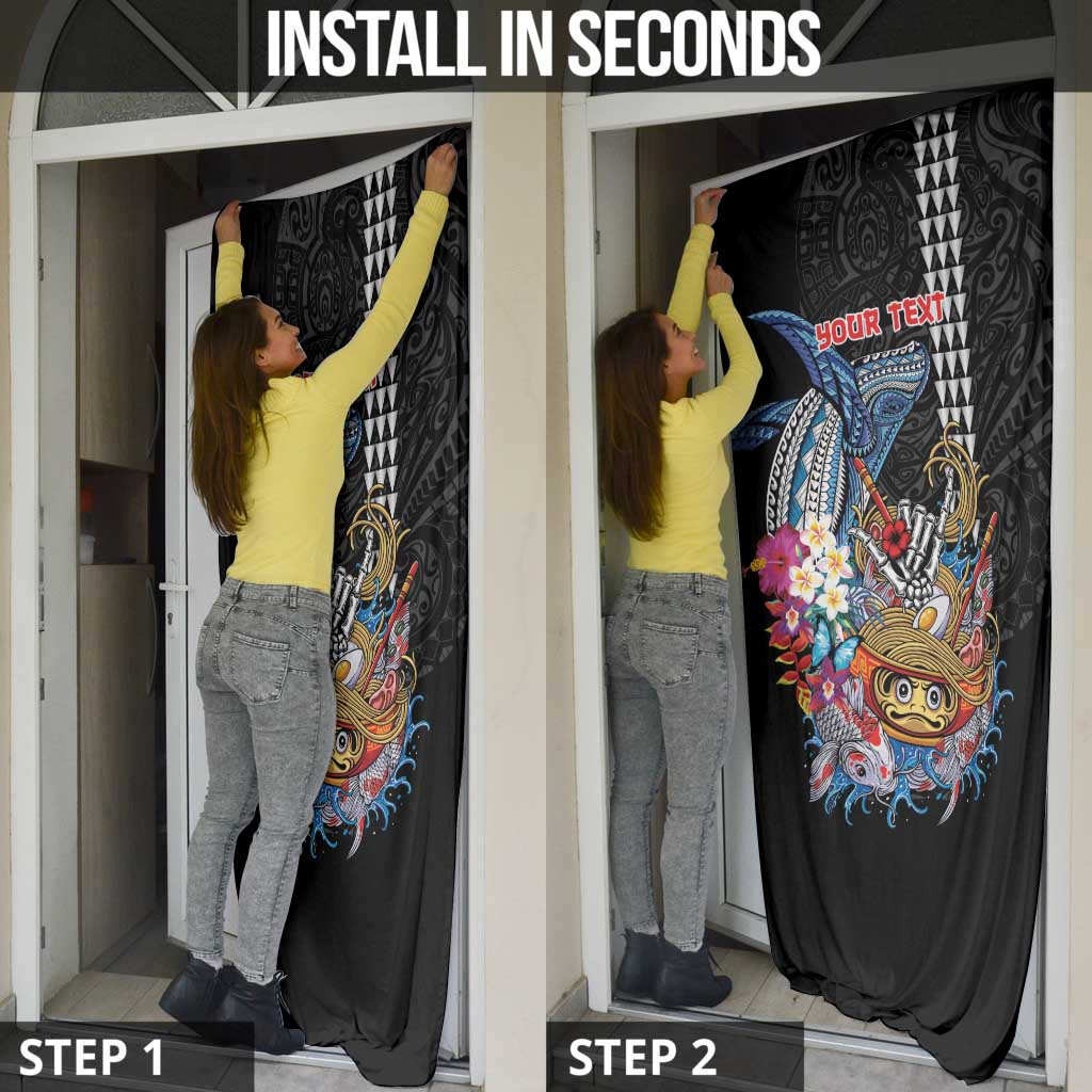 Personalized Japanese Koi Fish Ramen Door Cover Aloha Shark Kakau Pattern