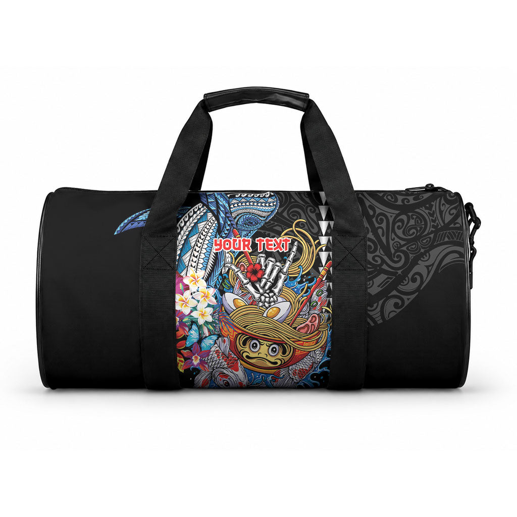 Personalized Japanese Koi Fish Ramen Duffle Bag Aloha Shark Kakau Pattern LT9 One size Black - Polynesian Pride