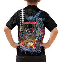 Personalized Japanese Koi Fish Ramen Family Matching Long Sleeve Bodycon Dress and Hawaiian Shirt Aloha Shark Kakau Pattern LT9 - Polynesian Pride