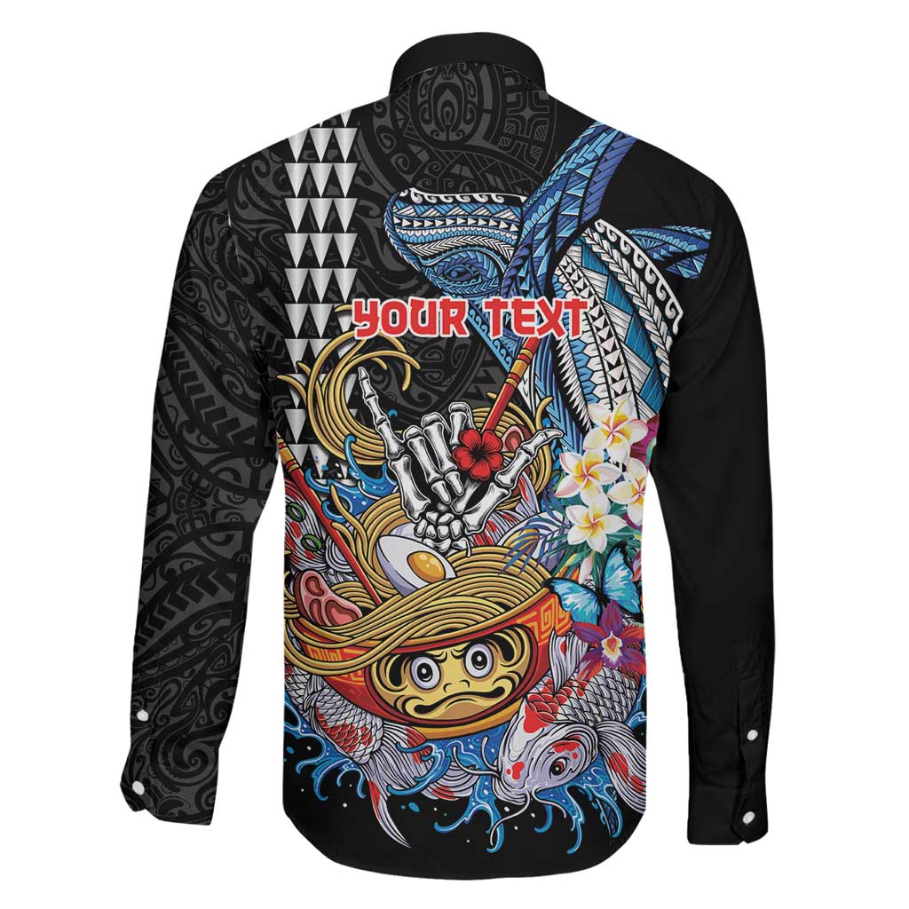 Personalized Japanese Koi Fish Ramen Family Matching Long Sleeve Bodycon Dress and Hawaiian Shirt Aloha Shark Kakau Pattern LT9 - Polynesian Pride