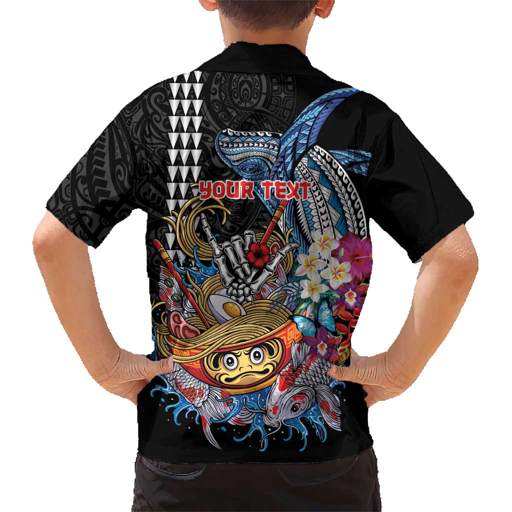 Personalized Japanese Koi Fish Ramen Family Matching Puletasi and Hawaiian Shirt Aloha Shark Kakau Pattern