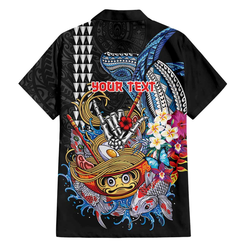 Personalized Japanese Koi Fish Ramen Family Matching Puletasi and Hawaiian Shirt Aloha Shark Kakau Pattern