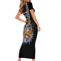 Personalized Japanese Koi Fish Ramen Family Matching Short Sleeve Bodycon Dress and Hawaiian Shirt Aloha Shark Kakau Pattern LT9 - Polynesian Pride