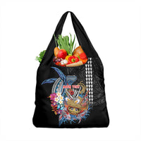 Personalized Japanese Koi Fish Ramen Grocery Bag Aloha Shark Kakau Pattern