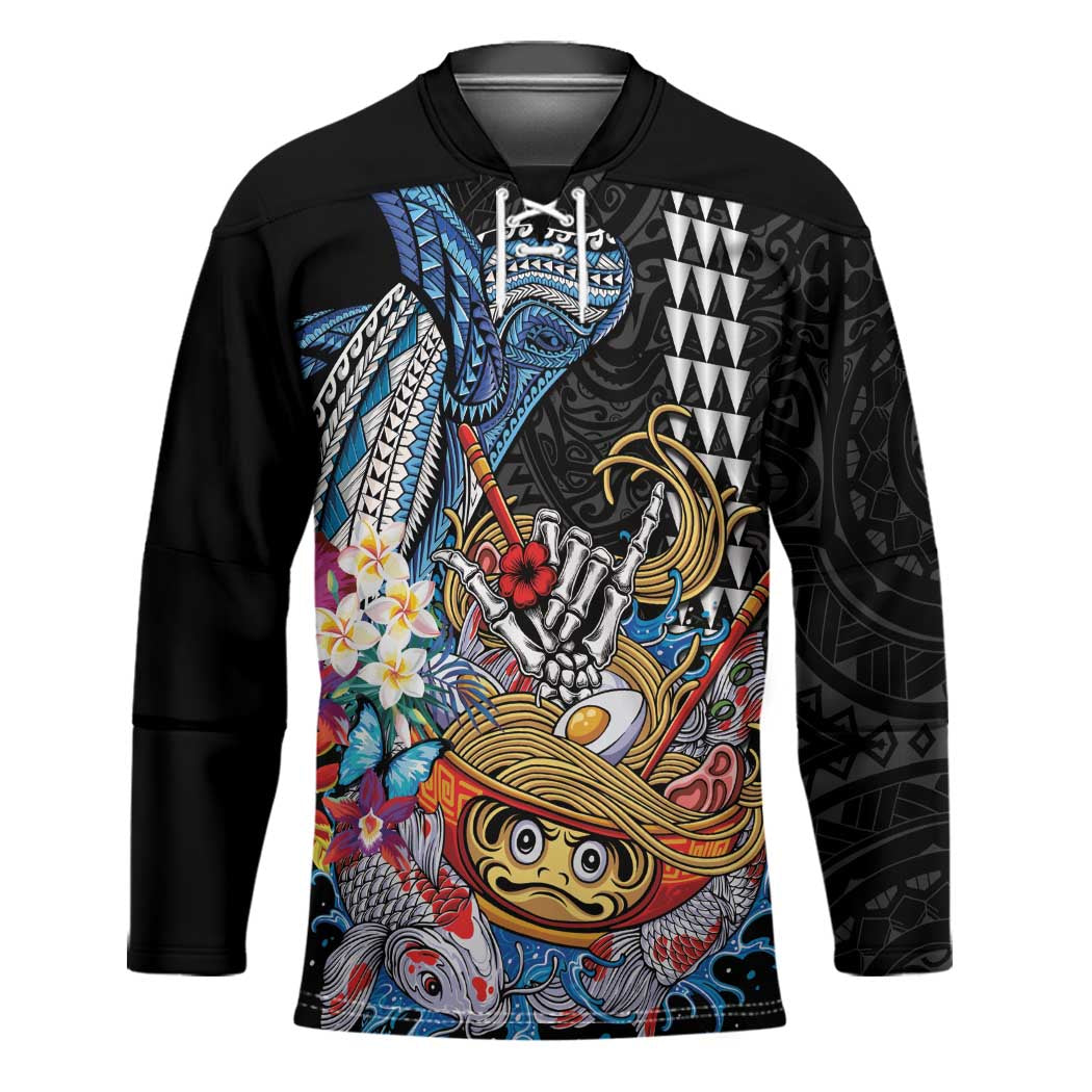 Personalized Japanese Koi Fish Ramen Hockey Jersey Aloha Shark Kakau Pattern