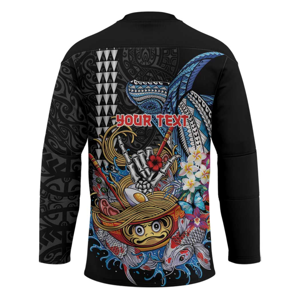 Personalized Japanese Koi Fish Ramen Hockey Jersey Aloha Shark Kakau Pattern