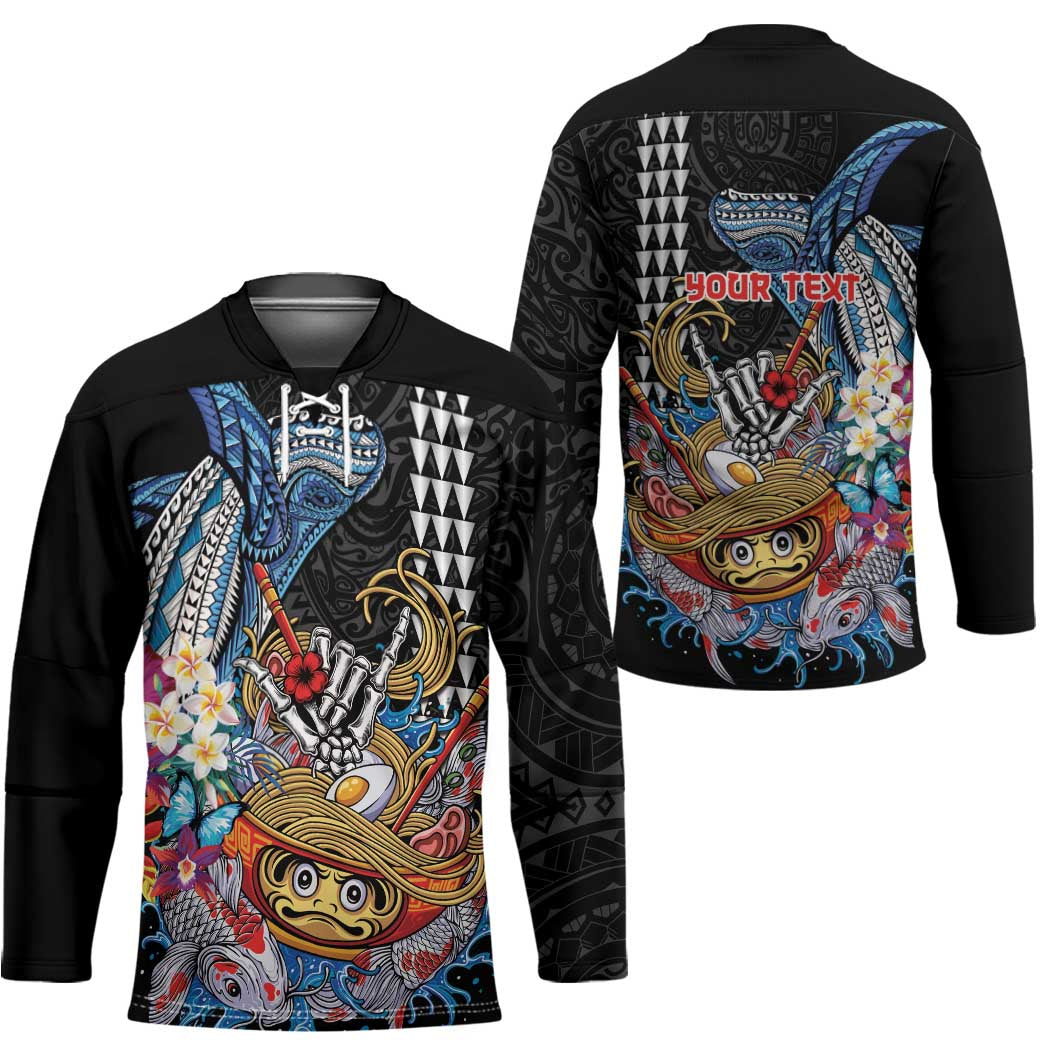 Personalized Japanese Koi Fish Ramen Hockey Jersey Aloha Shark Kakau Pattern